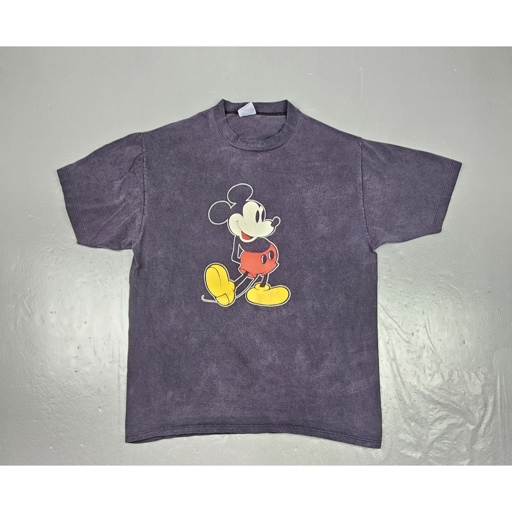Vintage 80s Mickey Mouse T-Shirt Mens XL Disney  Black Fade Single Stitch